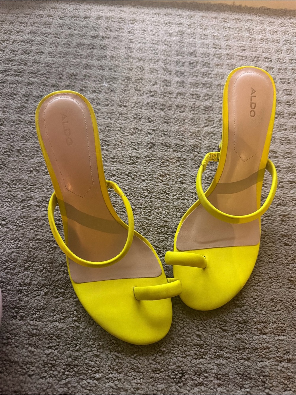 ALDO Yellow Ring-Strap Slide Heels
